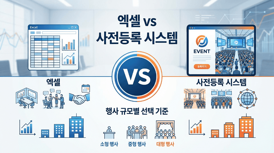 엑셀 vs 사전등록 시스템, 행사 규모별 선택 기준 - 이벤트테크 칼럼 블로그 썸네일